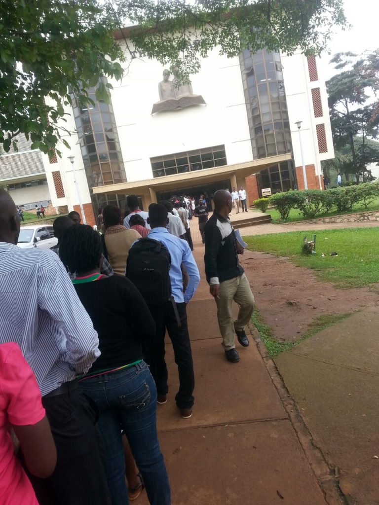 The long queue outside the library