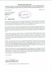 The heavil-worded letter that Mr. Okidi's Lawyers Have Written to the University
