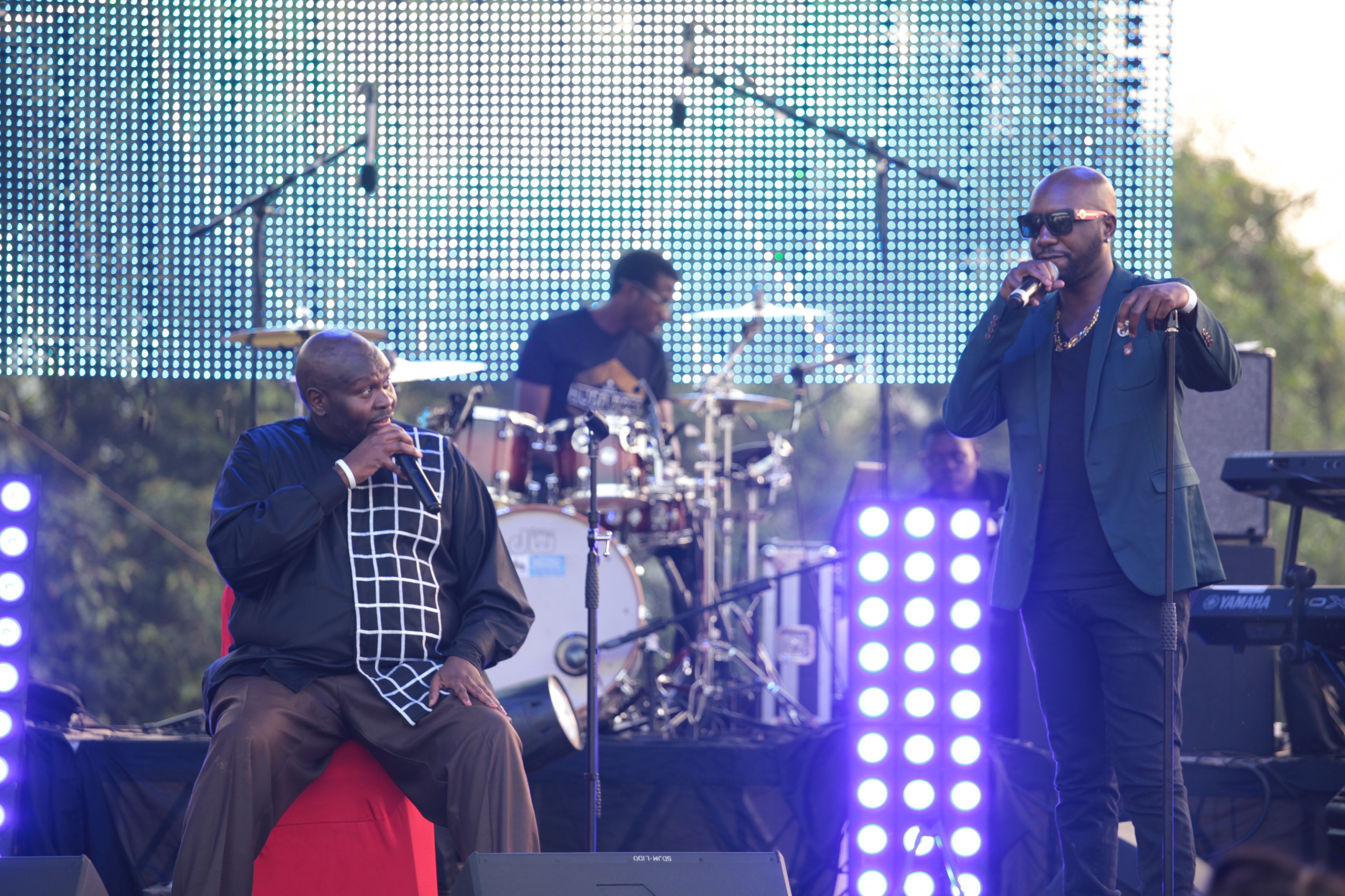 Charlie king (L) and Andrew Muturi of Swahili Nation perform at  the 11th  edition of Blankets and Wines