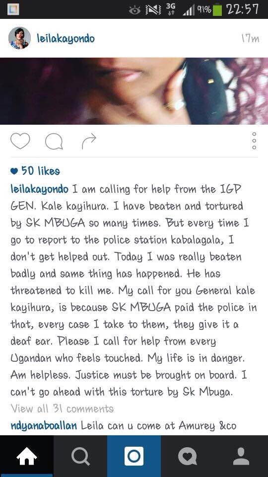 Leila Kayondo's side of the story that was later deleted from Instagram and Facebook