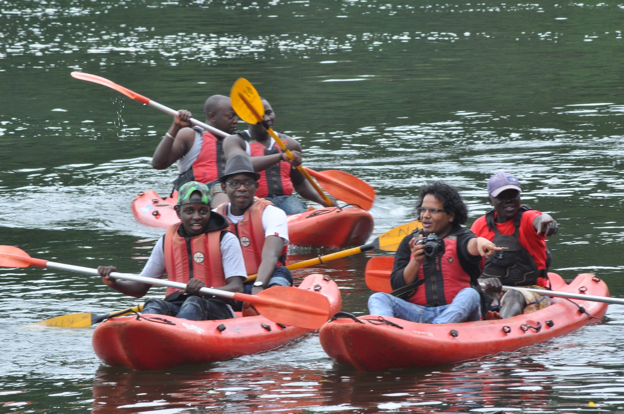 Guests take in Kayaking at the launch of Cocacola Taste the Feeling camp...
