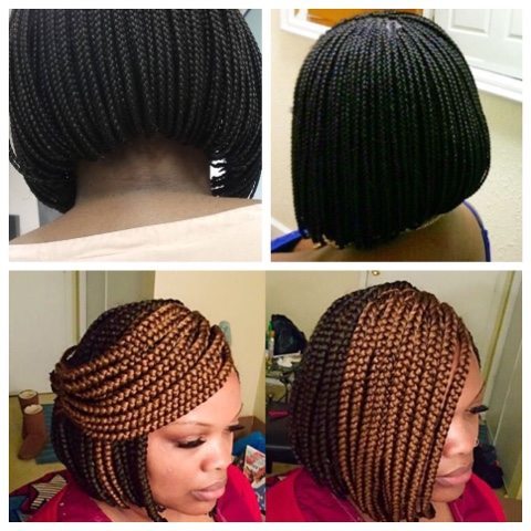 Bob braids with some brown highlights