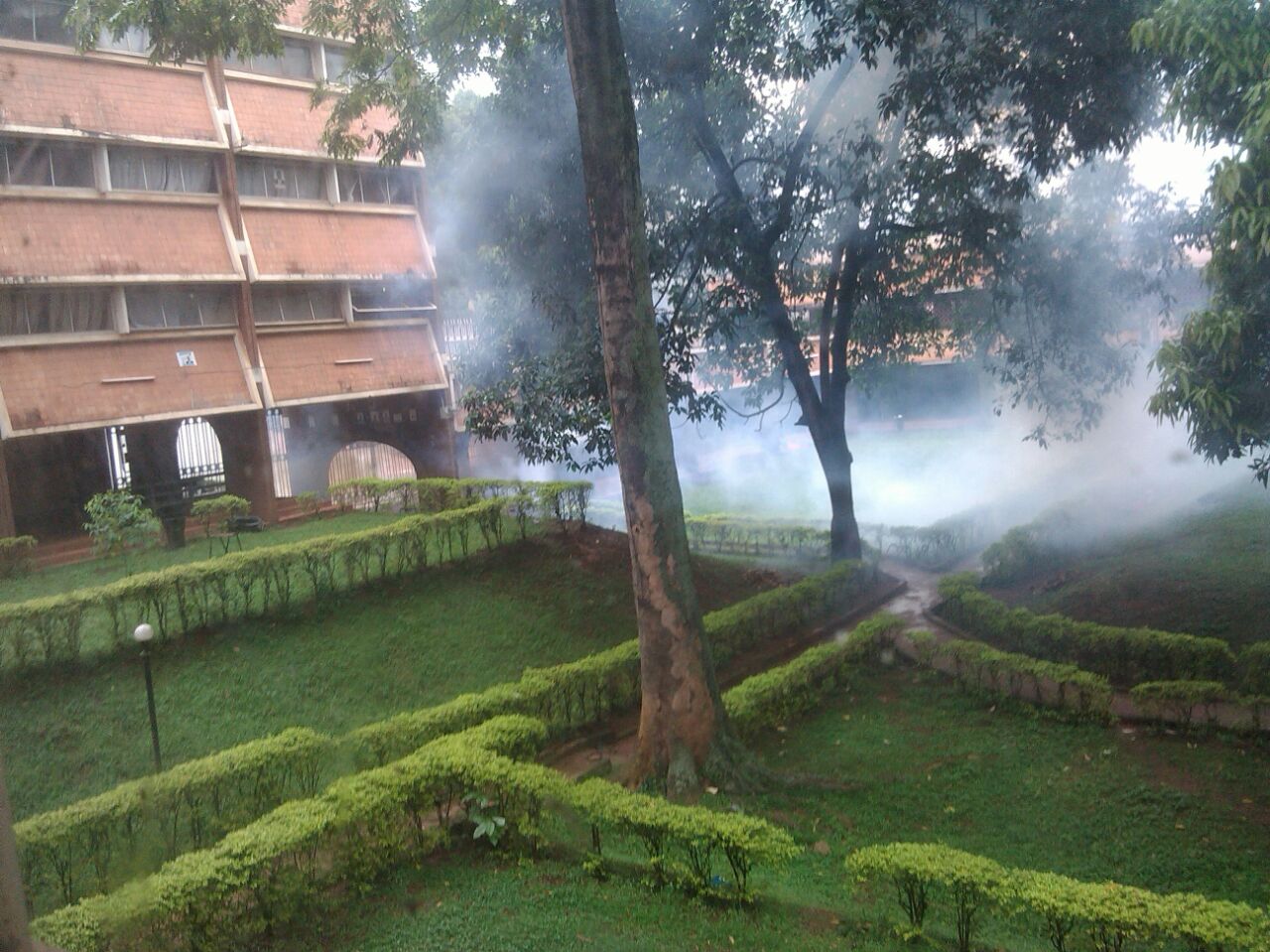 Teargas clouds Lumumba hall