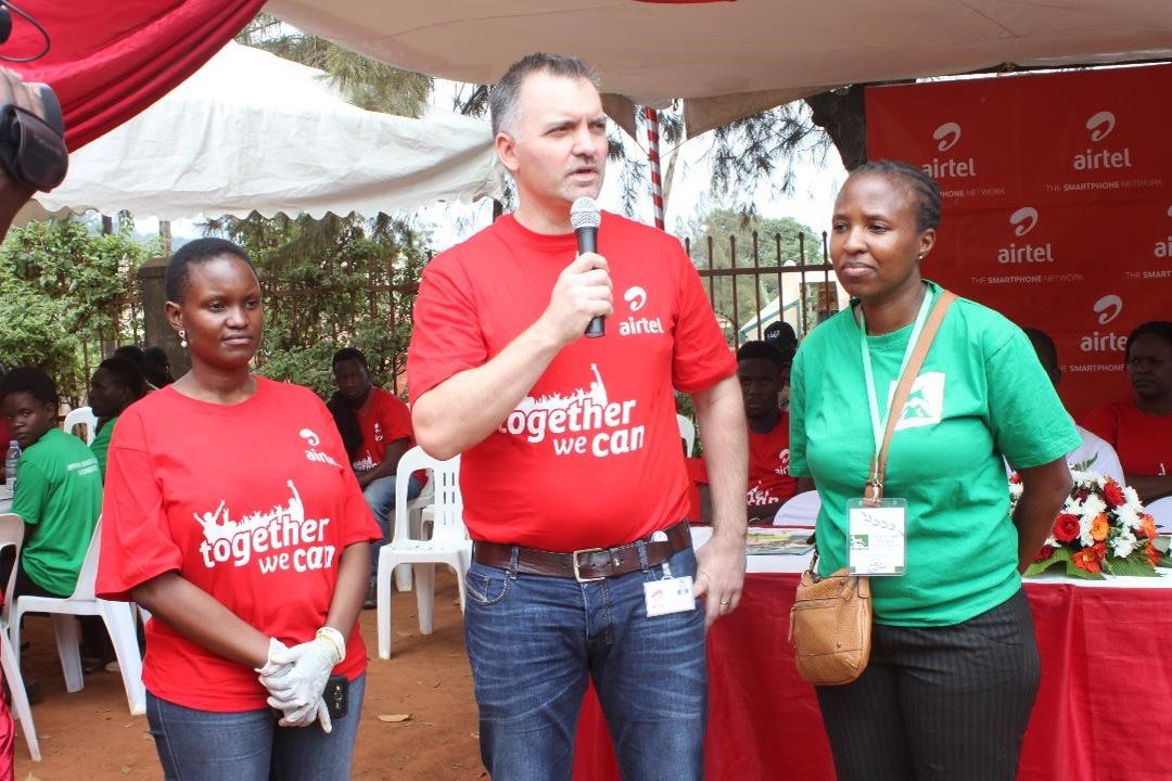 Airtel Uganda MD Mr. Anwar Soussa address patients and partners at the A...