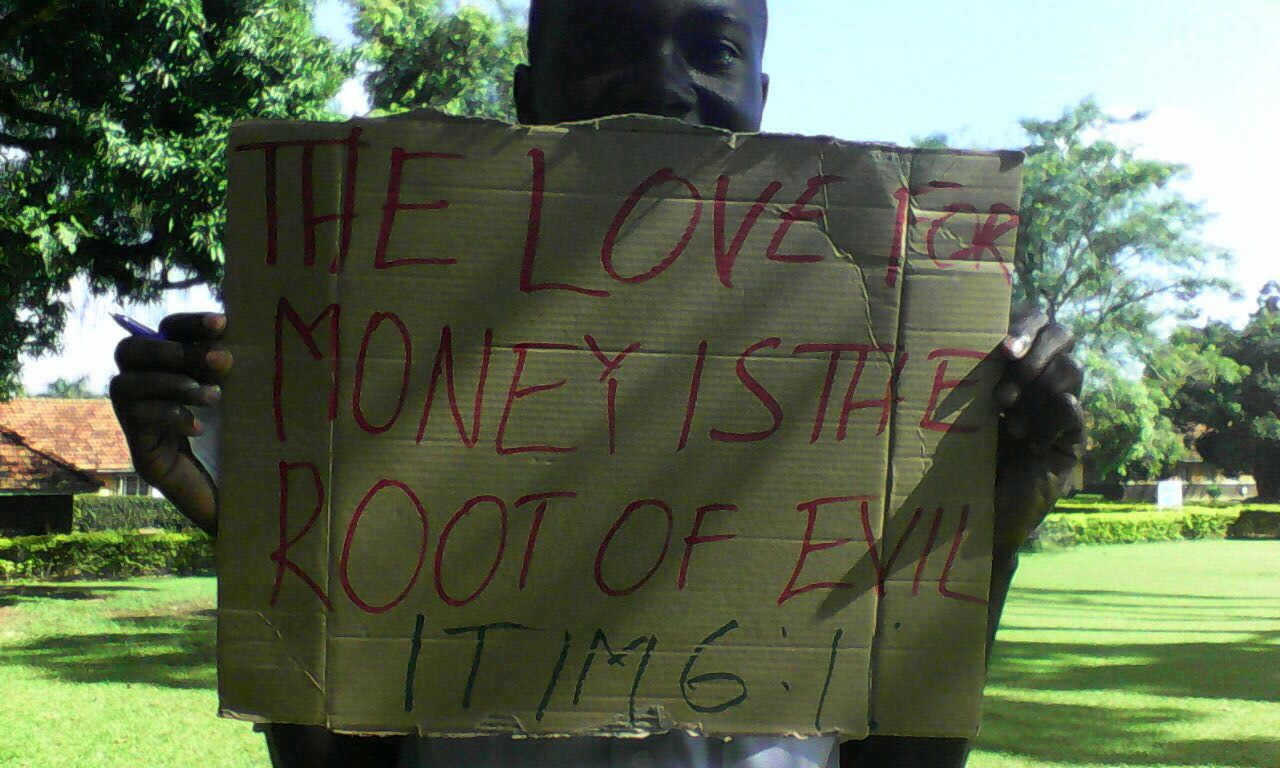 A UCU student in a peaceful demonstration 