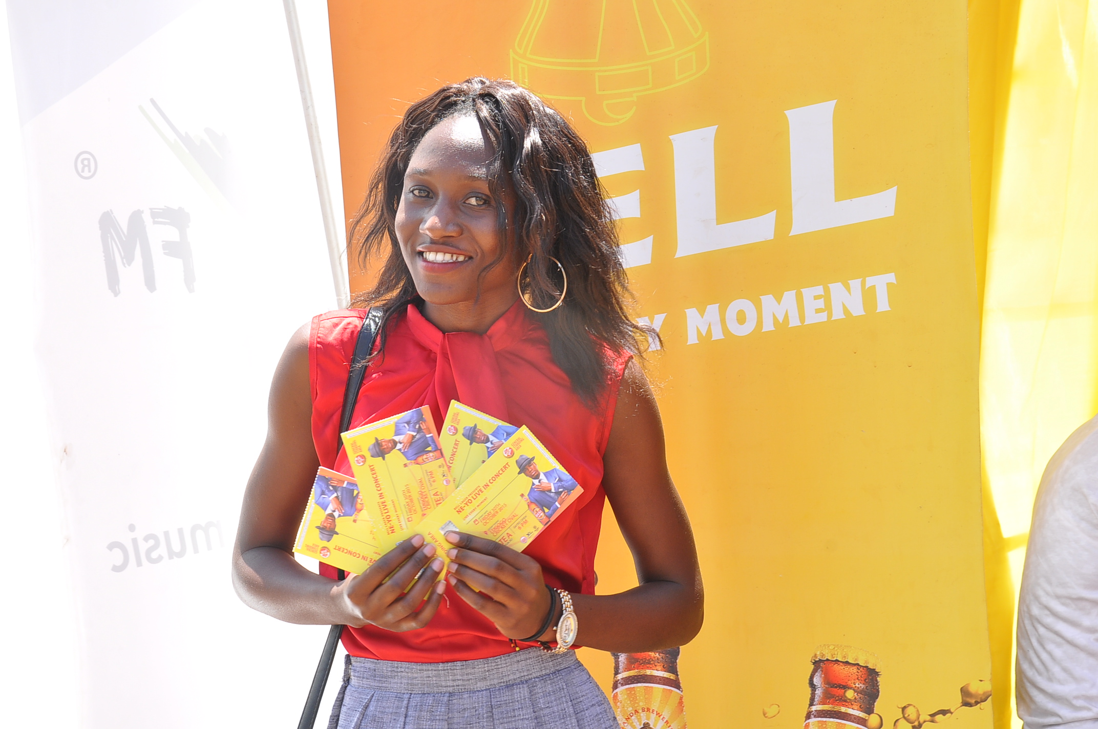 A Bell Lager consumer is all smiles after redeeming tickets to the Ne-Yo concert