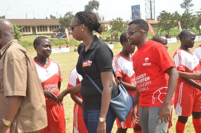 Airtel Uganda executives inspect the guard of honor during the Kampala regional games of the ARS 2015 tournament