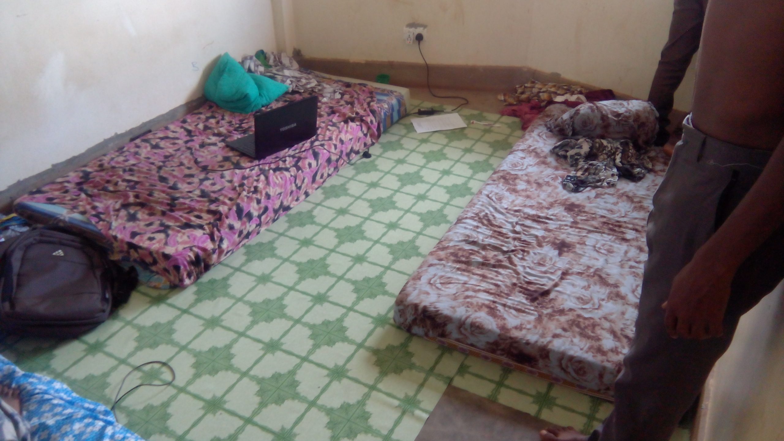 One of the rooms with mattresses on the floor.