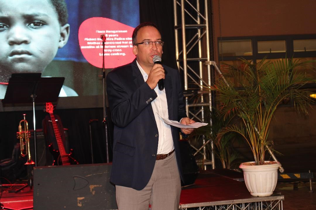 Mr. Tom Gutjahr, Airtel Uganda MD, addresses the guests during the launch of 'Together We Can' - a reality TV show that will explore a range of issues currently being faced by all Ugandans