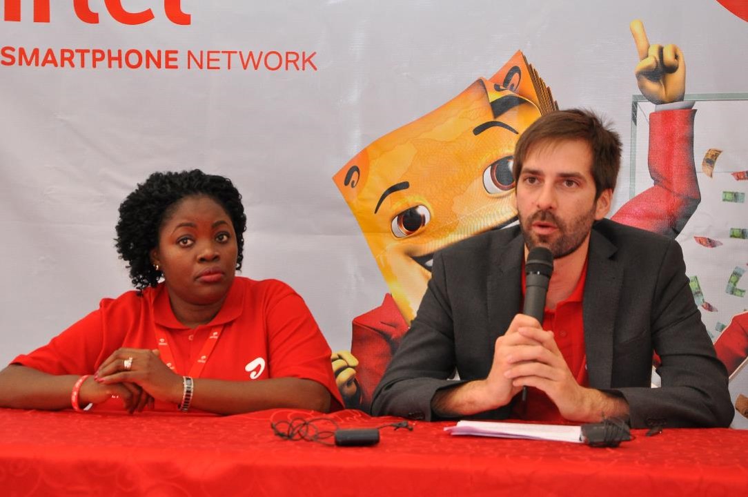 Airtel Money Director Paul Langlois addresses journalists during the lau... (1)