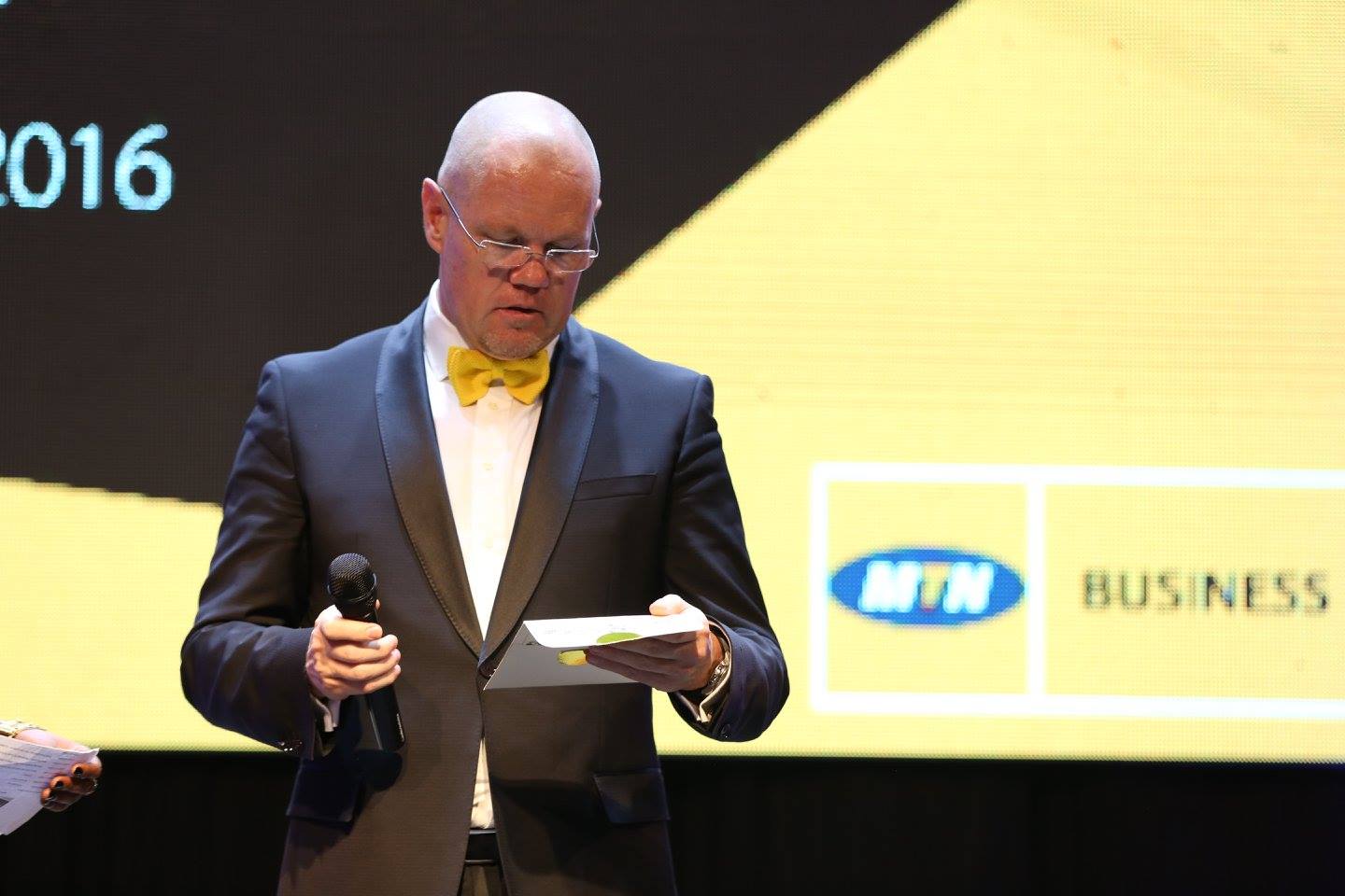 MTN’s CEO Brian Gouldie addresses the guests and media the MTN Women in Business awards 2016 held at Serena Hotel. This year’s awards had a theme of women “Using technology to manage their businesses” . The awards were organized to recognize outstanding women in Business In the categories of Excellence In ICT, CEO of the year, Mobile Money Financial Services and a Public Choice Award.