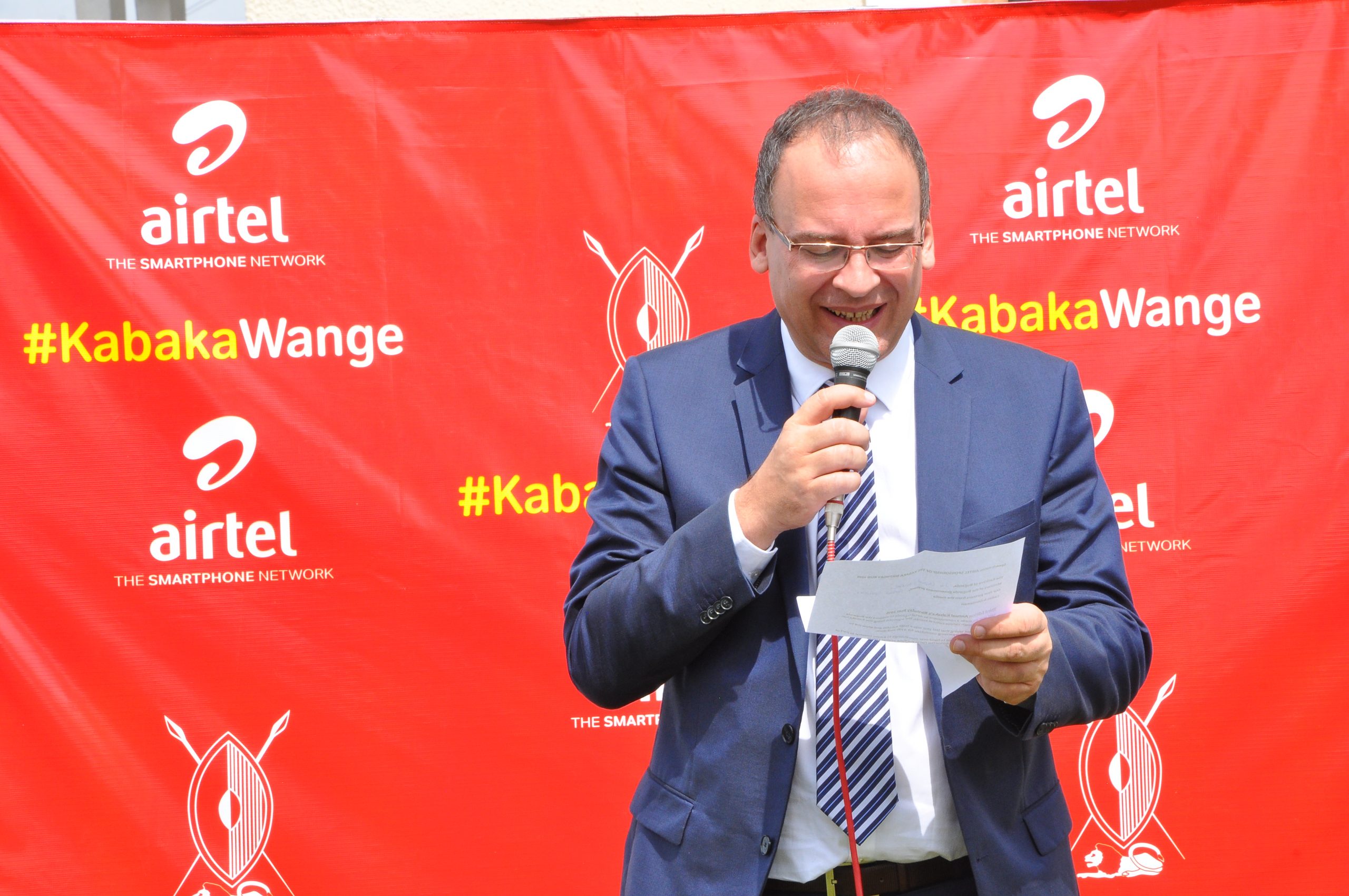 Airtel Uganda Managing Director, Tom Gutjahr giving a speech during the launch of the 3rd Edition of the Kabaka's Birthday run.