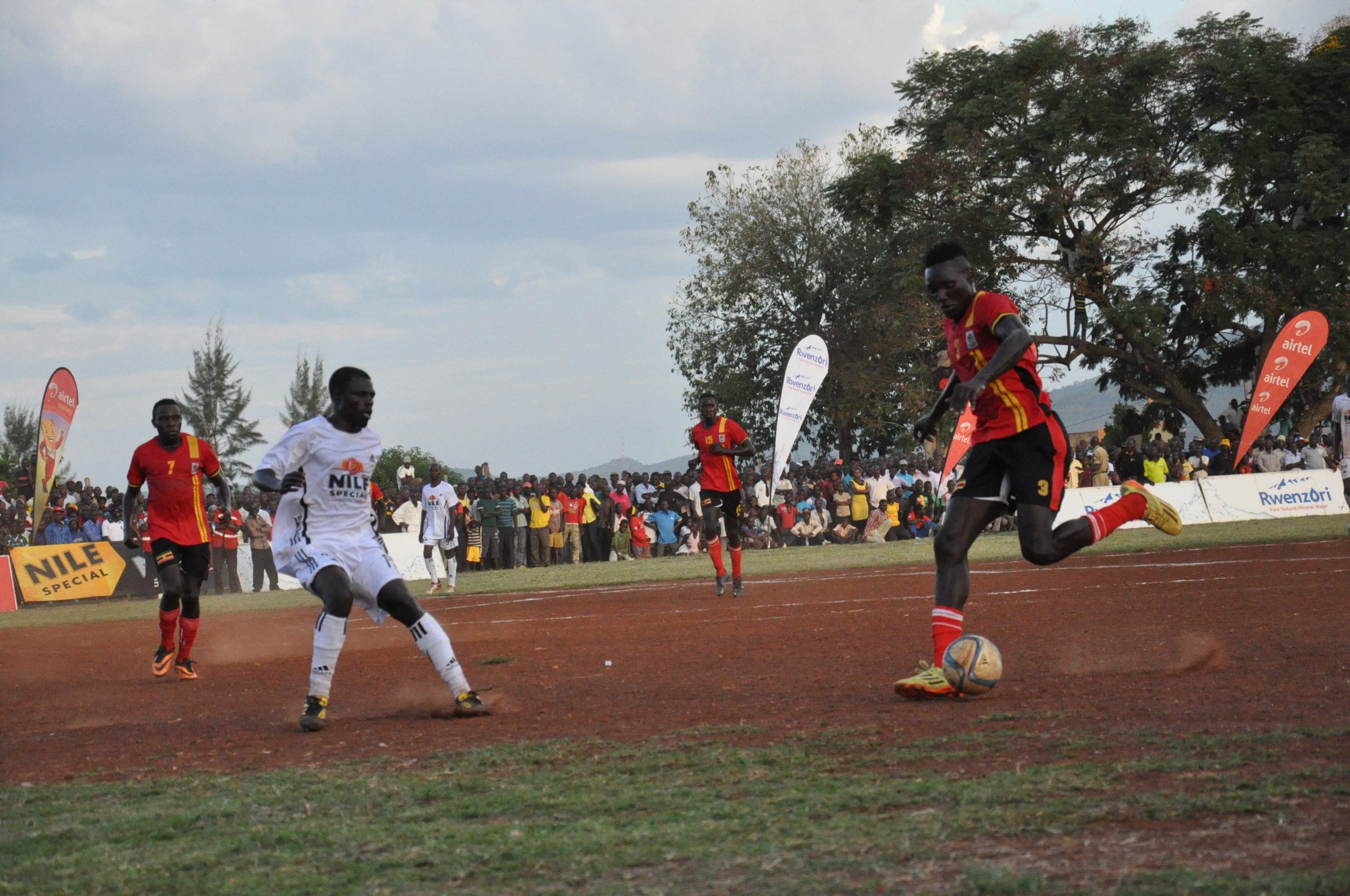 Uganda Cranes Joseph Ochaya dribbles the ball towards the opponent in the Masindi regional tour match last year.