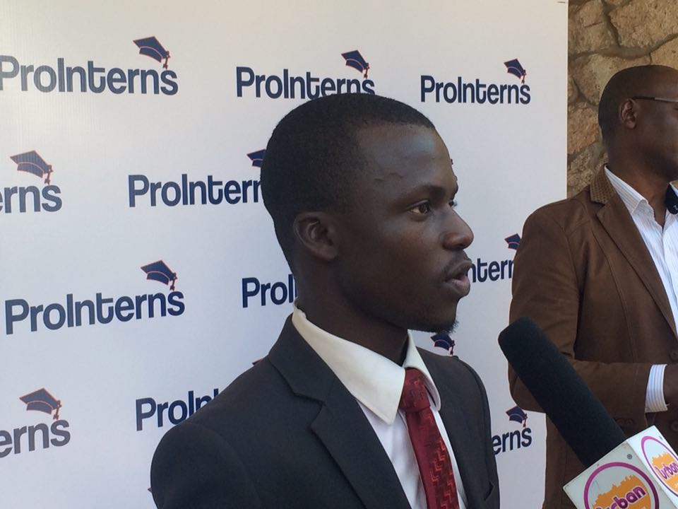 Sam Ogwal the Common wealth Youth Council Representative for East Africa speaking to the media