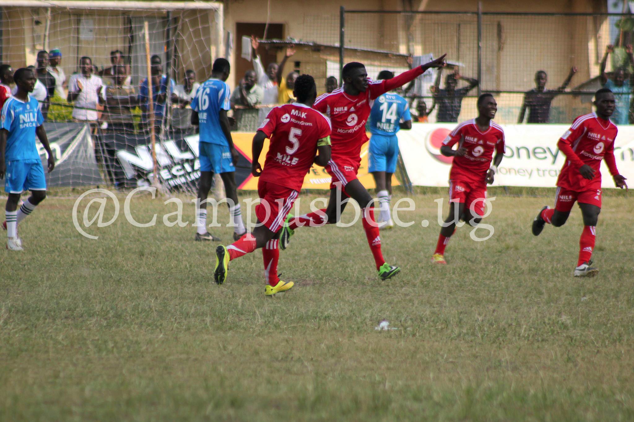MAK's Lubwama Joshua celebrating after scoring his three kick in second round, with two minutes left to the last whistle