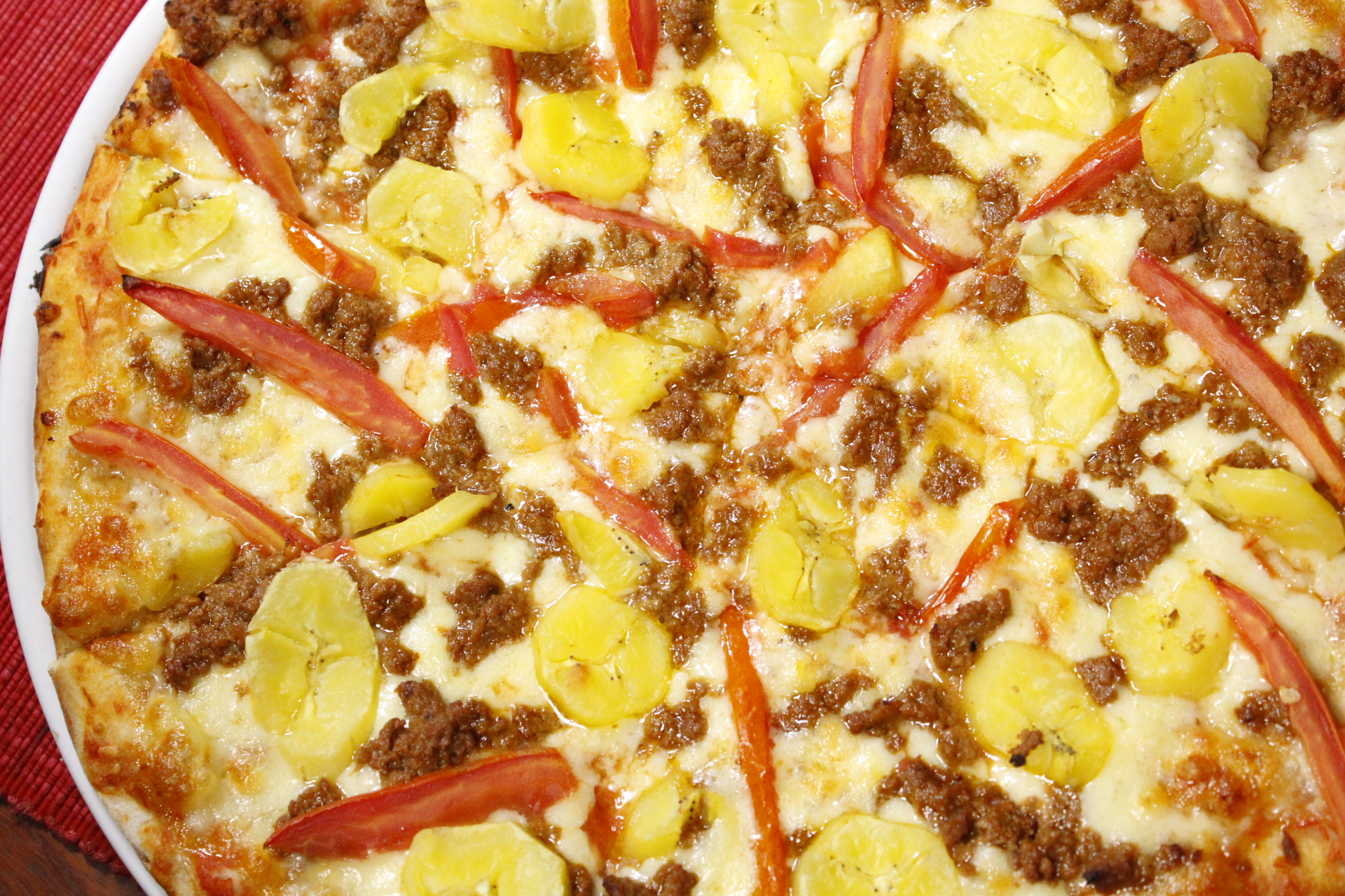 A closer view of the Matooke pizza