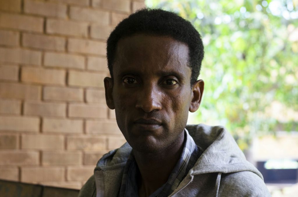Stranded Yilkal who is a refugee from Ethiopia