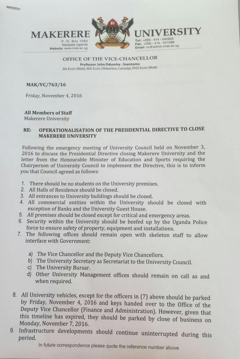 Resolutions by university council