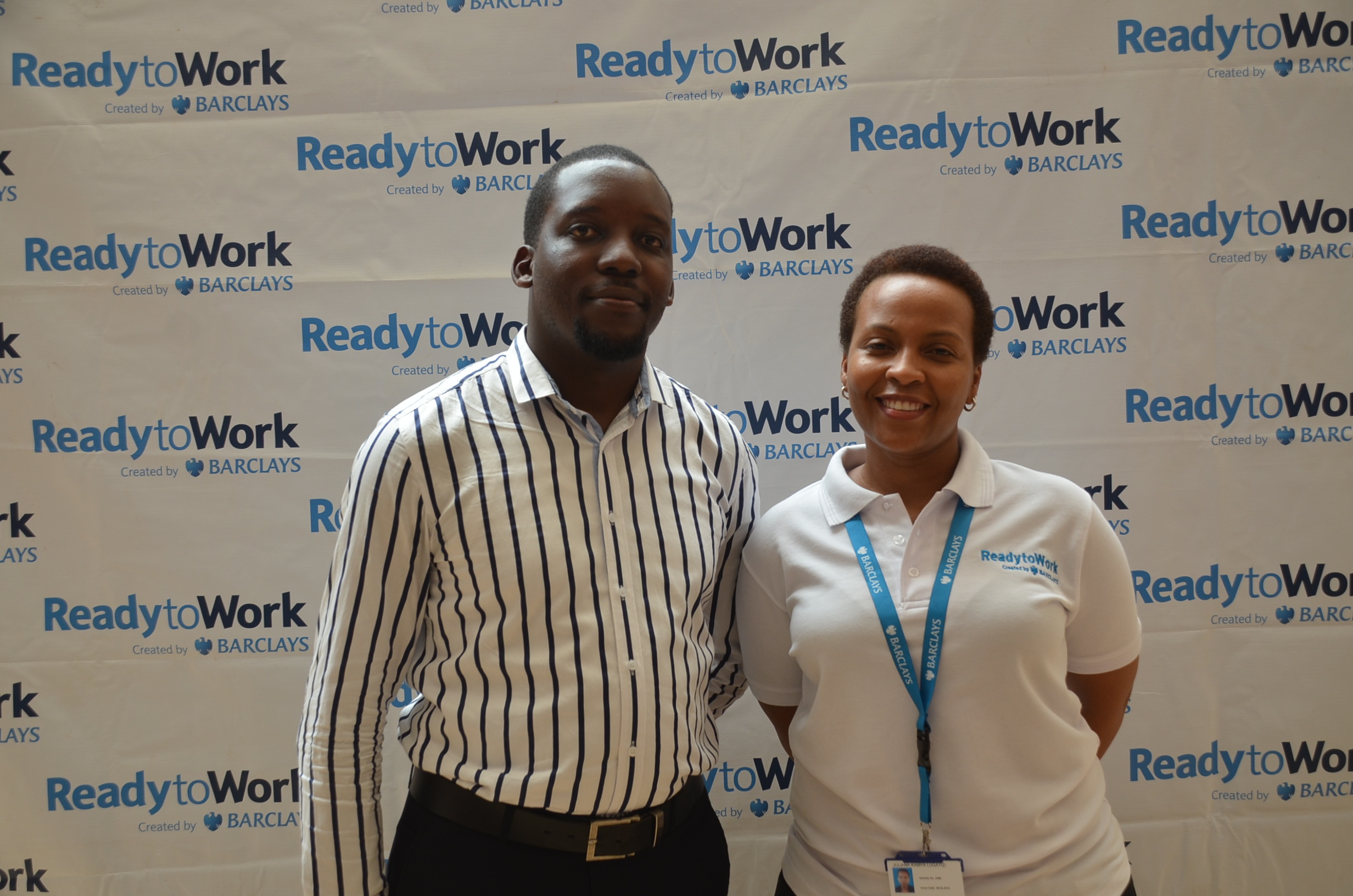 (L-R) Thomas Twesige, Project Manager BrighterMonday Uganda and Juliana K. Lugayizi, Citizenship Manager, Marketing and Corporate Relations Barclays Uganda address the press during the ReadytoWork face-to-face free training that commenced yesterday December 5, 2016 at the Hub, Oasis Mall. 