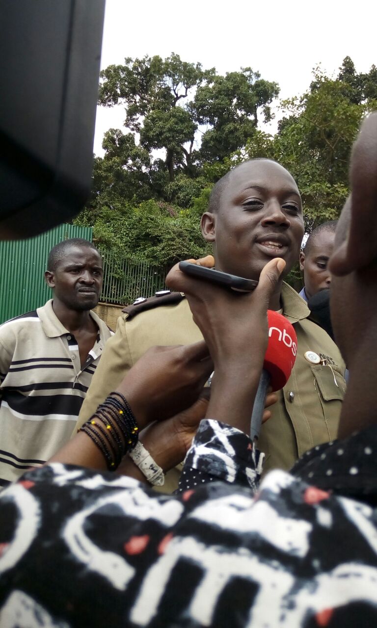 Jackson Mucunguzi, Chief Security Officer MAK talking to the press