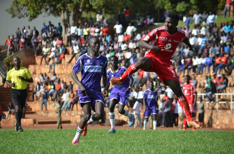 Bwoji of MUK hits Komakech leading to the red card