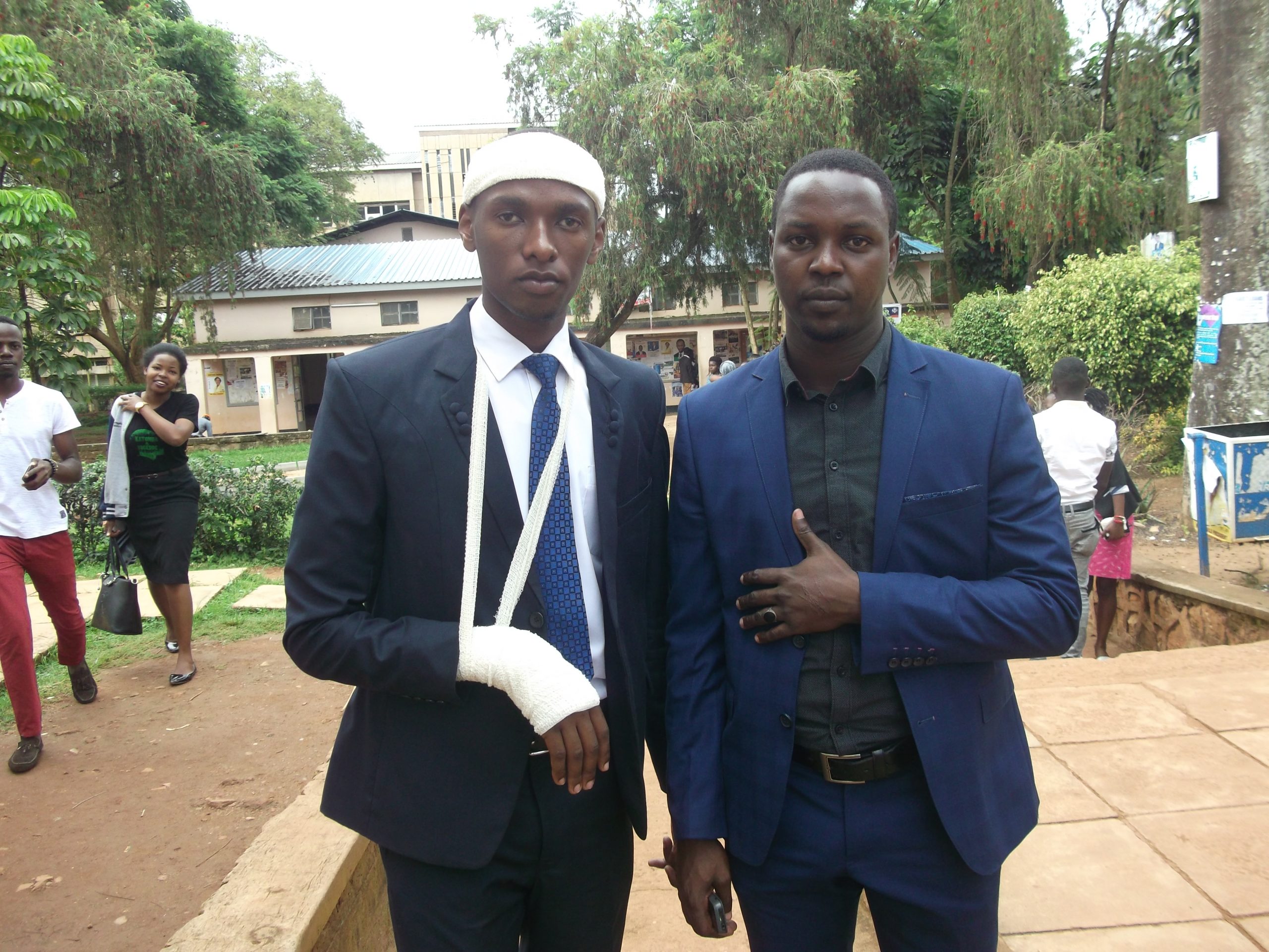 Kakuru with his campaign manager Henry during an interview with Campus Bee
