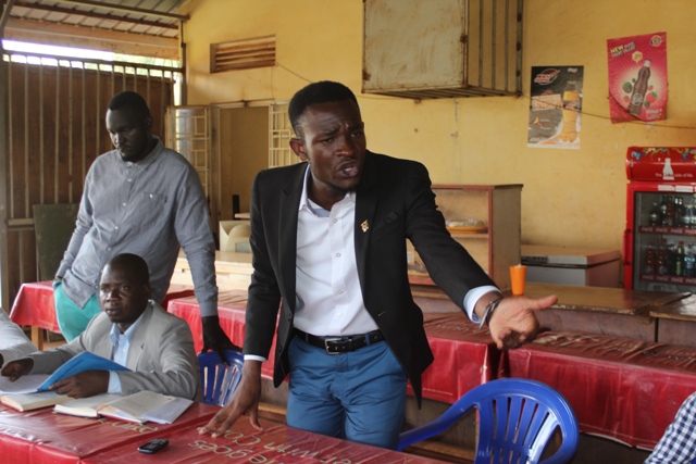 Bitter Kyambogo guild President addressing the students this evening | Photos by David Mujuni