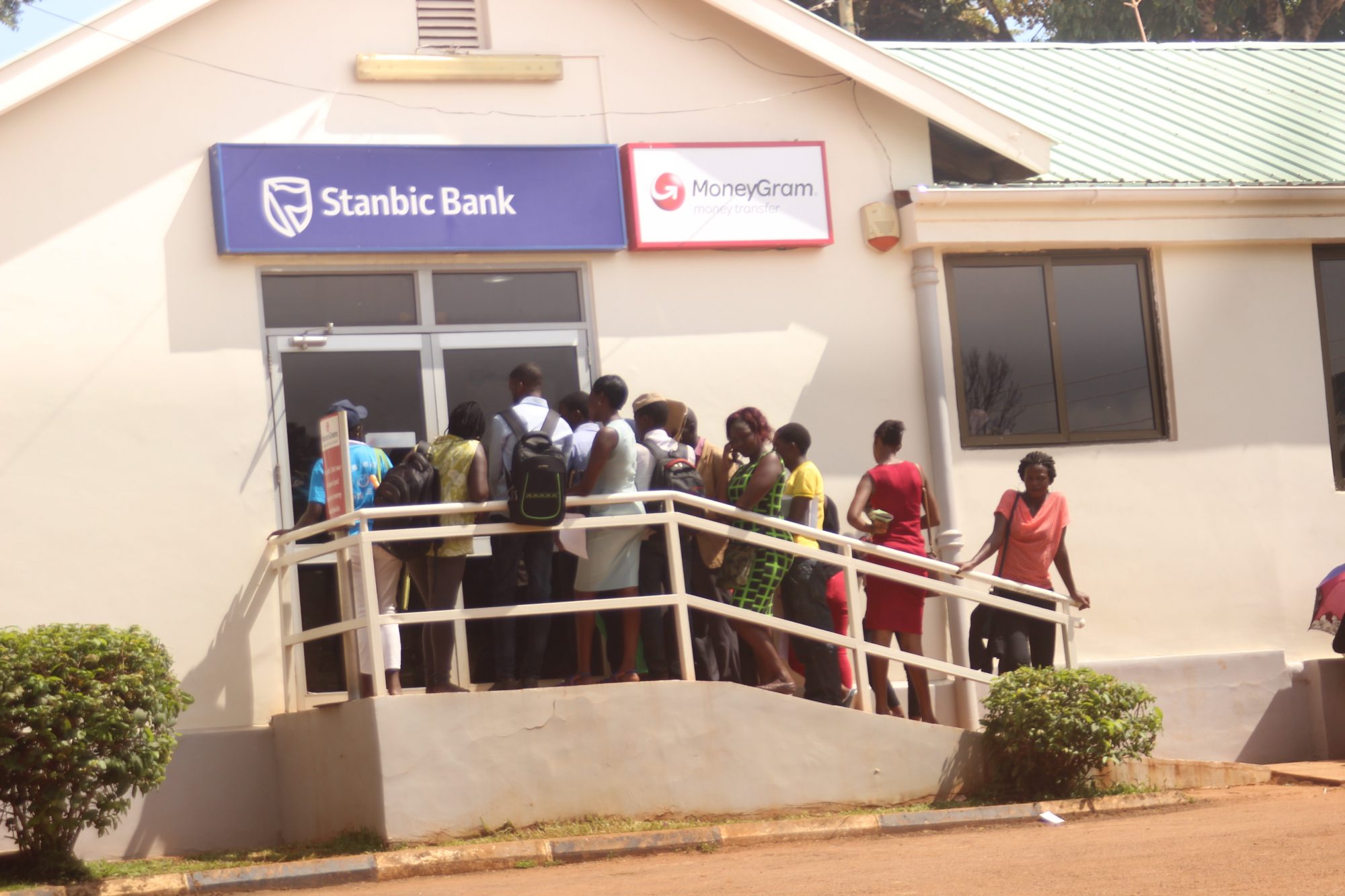 Kyambogo students lining up earlier today