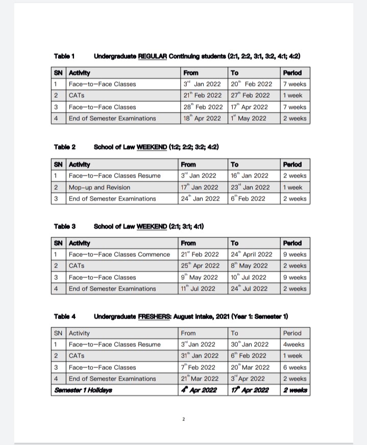 KIU Releases New Academic Calendar for Main Campus (January - December