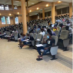 Students in an examination room at Makerere University