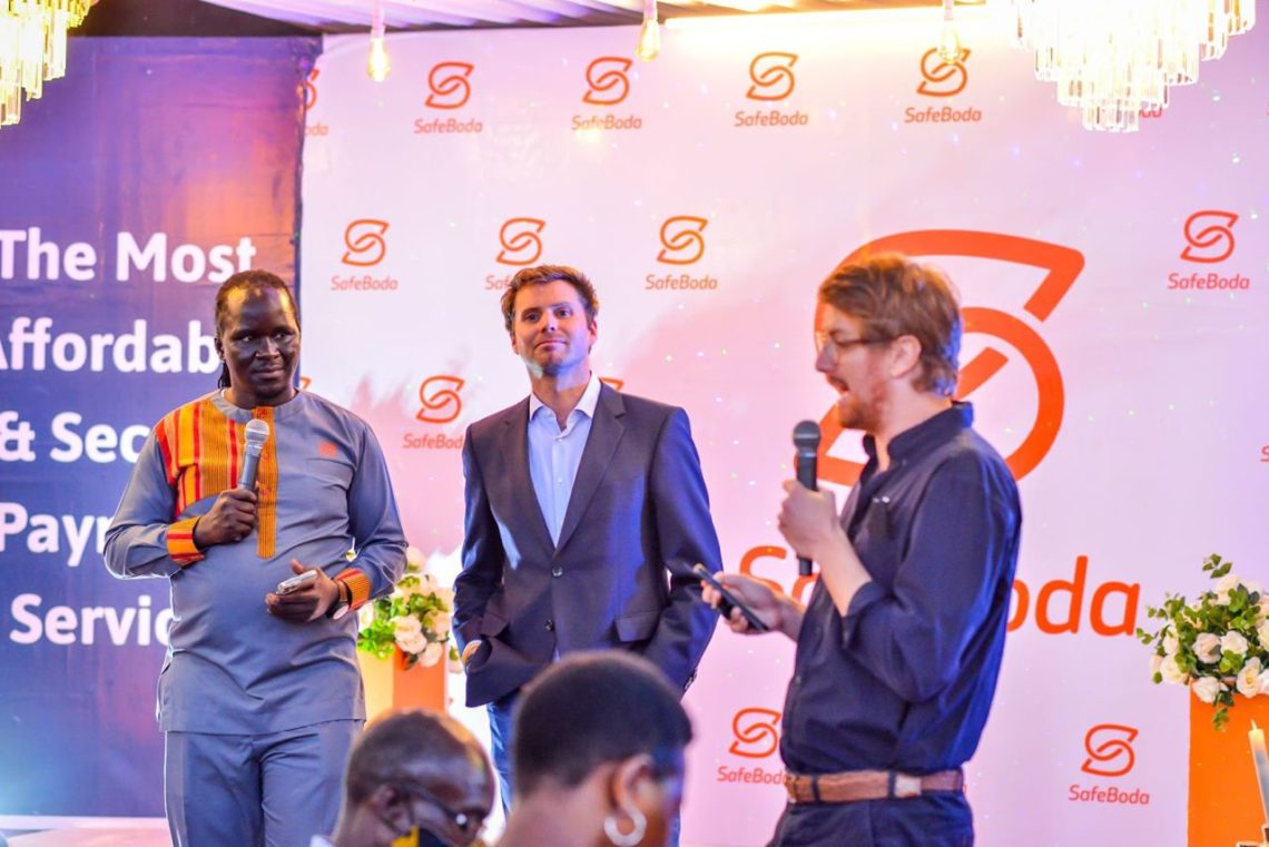 The founders of SafeBoda from left to right; Ricky Rapa Thomson, Maxime Dieudonne and Alastair Sussock