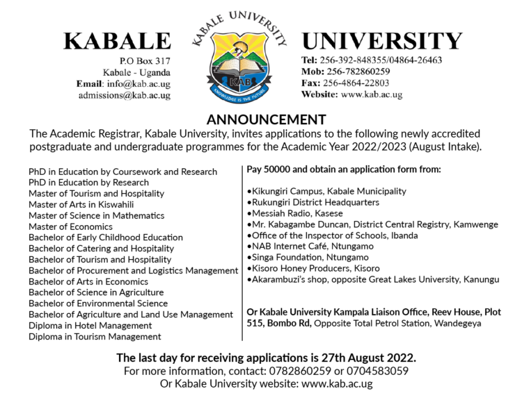 Kabale University Office of The Academic Registrar Campus Bee