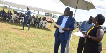 Professor Openjuru George Ladaah Vice-Chancellor Gulu University making his remarks during the compensation function in Moroto.